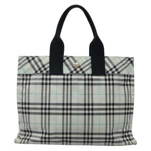 Burberry Nova Check Blue Nylon Handbag (Pre-Owned)